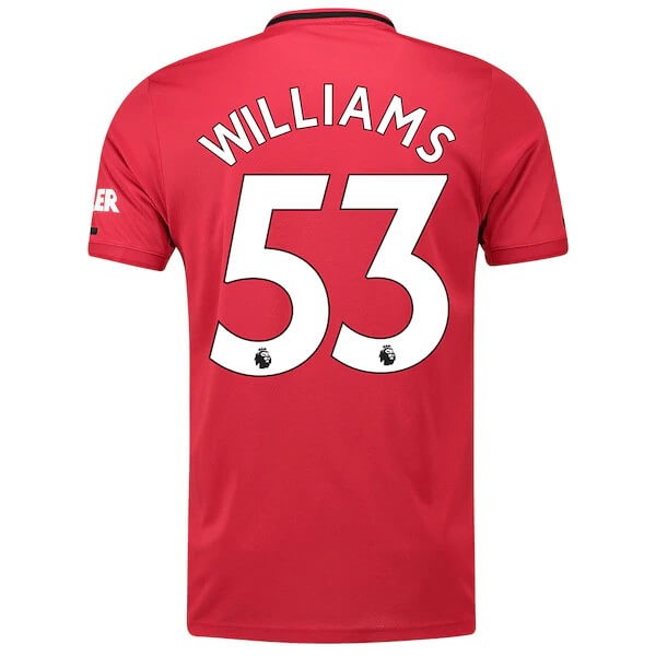 Camiseta Manchester United NO.53 Williams Replica Primera Ropa 2019/20 Rojo